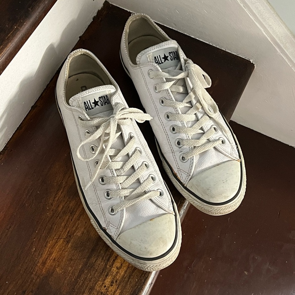 Converse white leather sneakers mens10